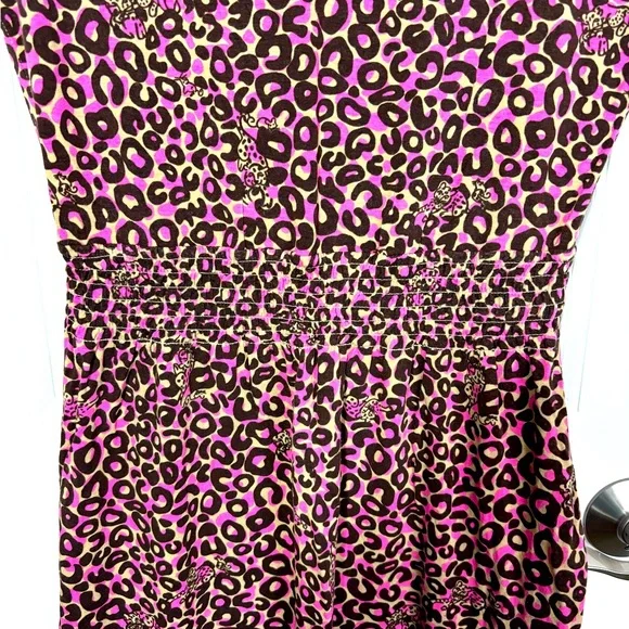 Lilly Pulitzer Sadie Leopard Cap Sleeve Dress Pink Brown Size Medium - Picture 6 of 10